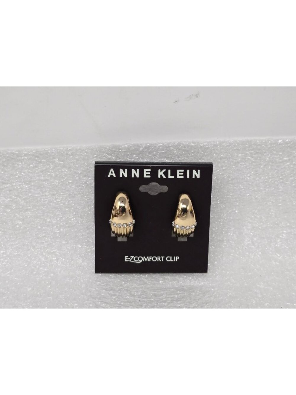 Anne Klein Gold-Tone Crystal Accent EZ Comfort Clip On Earrings